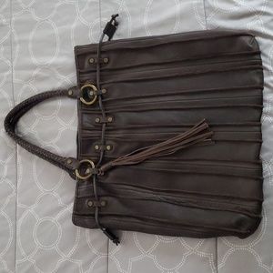 INGE Leather Large Hobo Tassel Bag.
